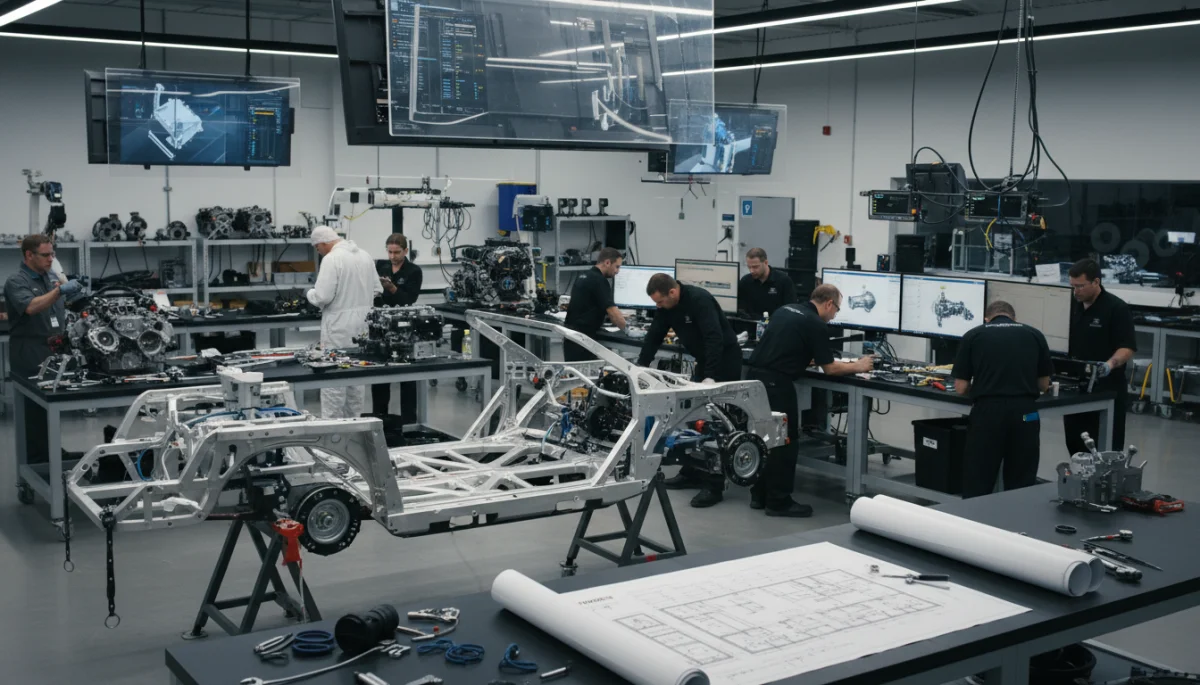 NASCAR Next Gen chassis development in workshop