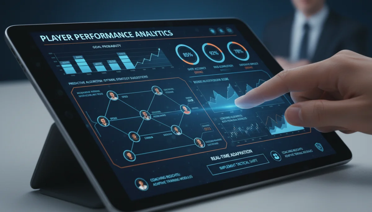 Tablet displaying complex predictive analytics for player performance