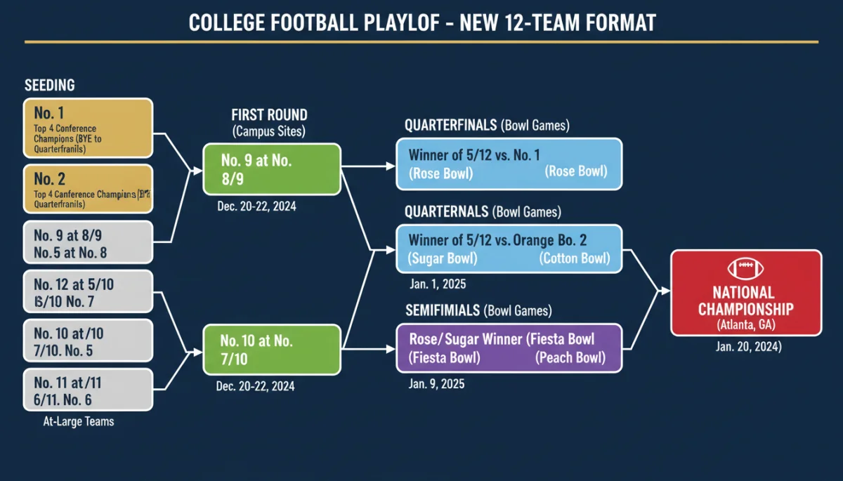 Diagram of the new 12-team CFP format and seeding