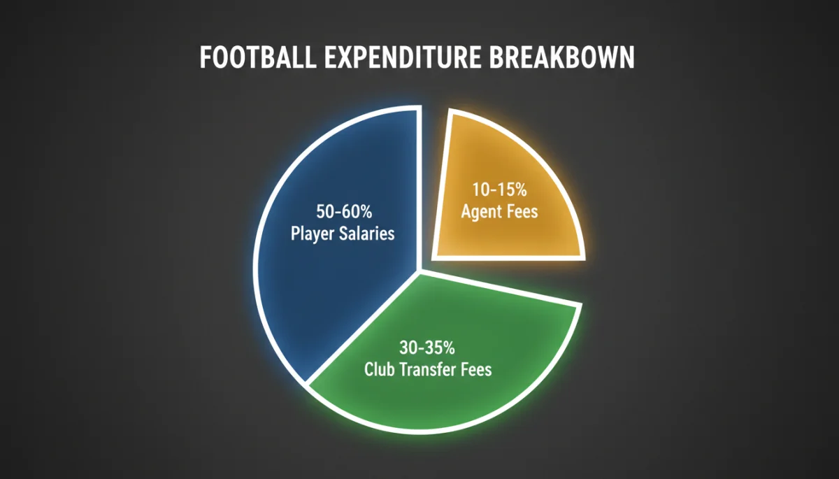 Pie chart illustrating breakdown of football transfer costs including agent fees