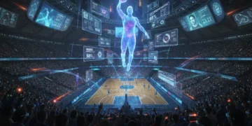 AI-powered sports analytics dashboard displaying enhanced player profile data