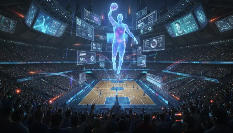 AI-powered sports analytics dashboard displaying enhanced player profile data